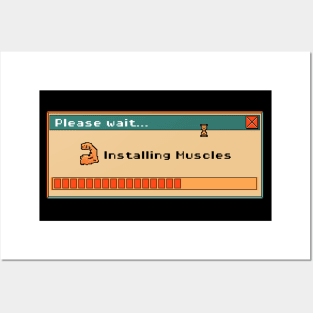 Installing Muscles Please Wait Funny Retro Vintage Workout Posters and Art